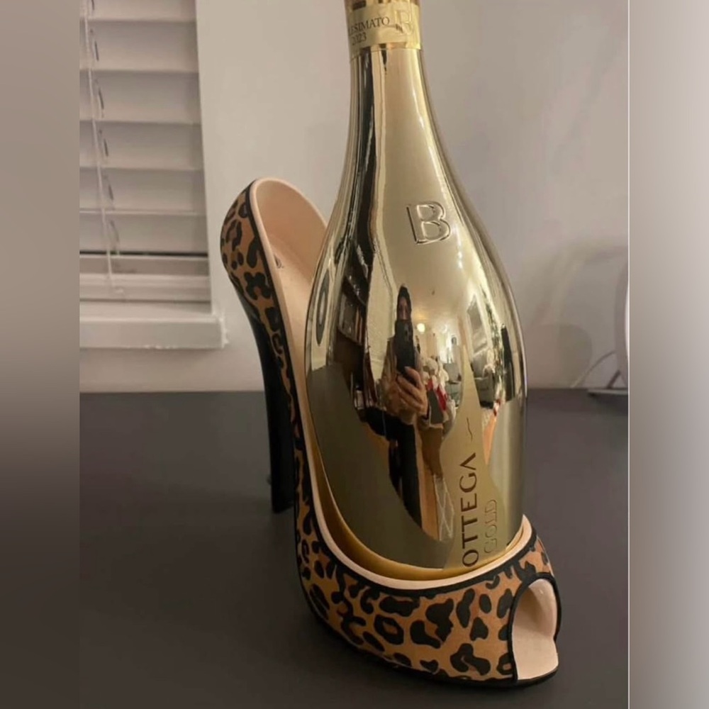 Leopard Print Peep Toe Stiletto Wine holder